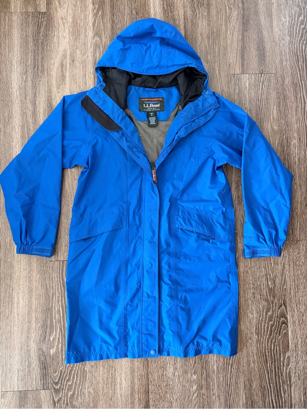 L.L. Bean Royal Blue Hooded Rain Trench Coat